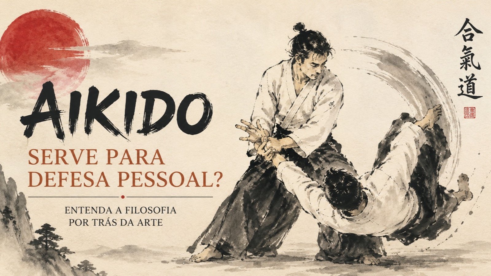 Ilustração em aquarela de uma projeção de Aikido